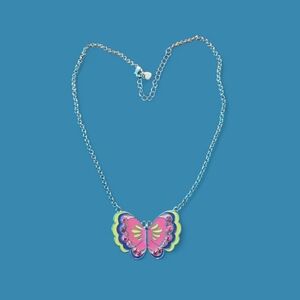Cute Whimsical Butterfly on Silver Chain